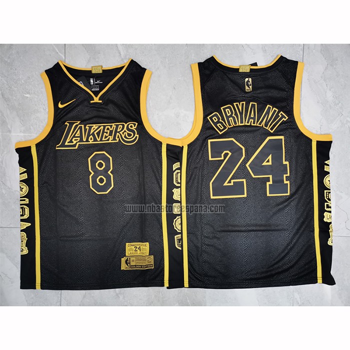 Camiseta Los Angeles Lakers Kobe Bryant NO 8 24 Retirement Negro